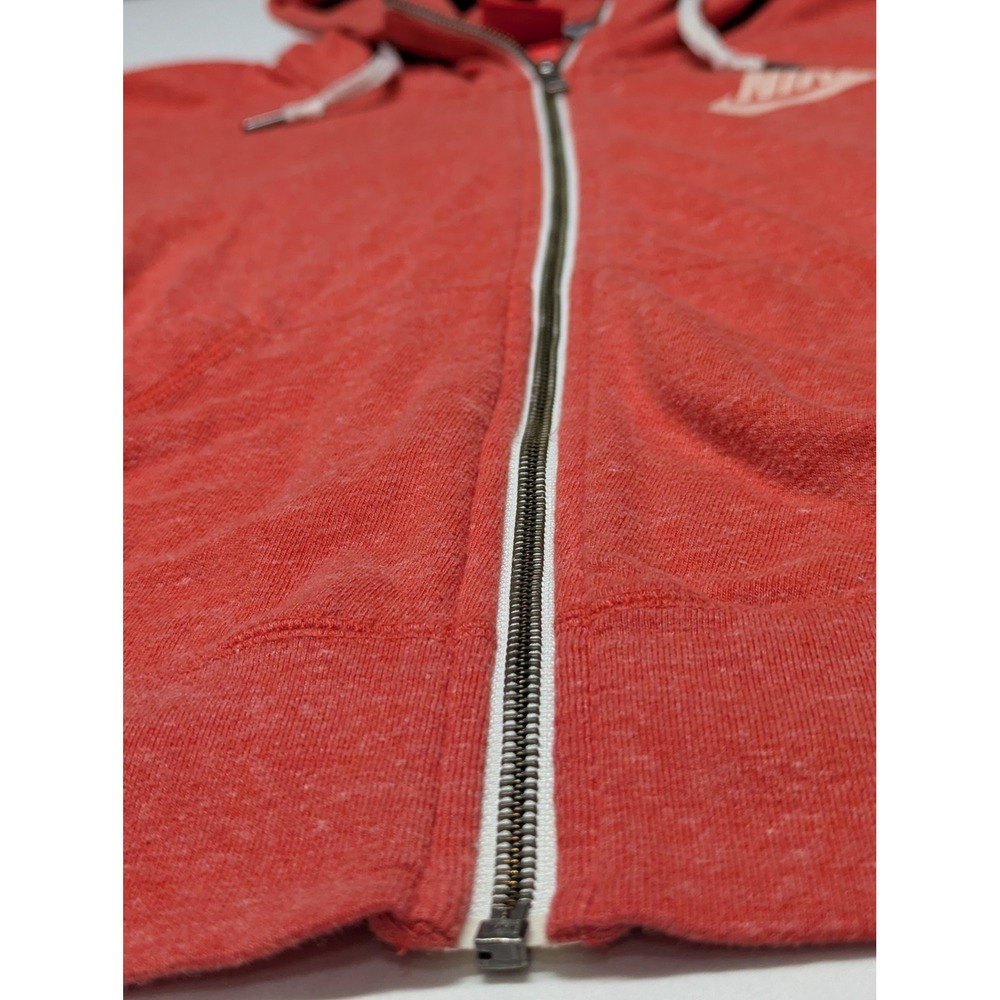 Nike Sportswear Gym Vintage Full Zip Hoodie Red Heather Womens Medium Logo - Picture 5 of 12